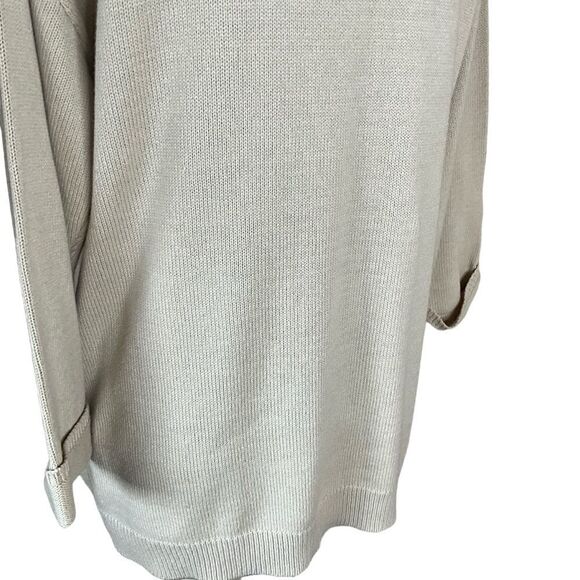 Christopher & Banks Sweater Women's size L Tan 3/4 Sleeves Brass Stud Accent - Picture 9 of 10